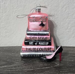 Pink and Black Fashion Books Figurine